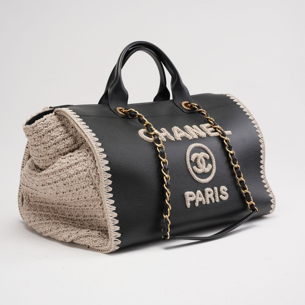Chanel Deauville Shopping Tote Large Kalbsleather Black/Beige
