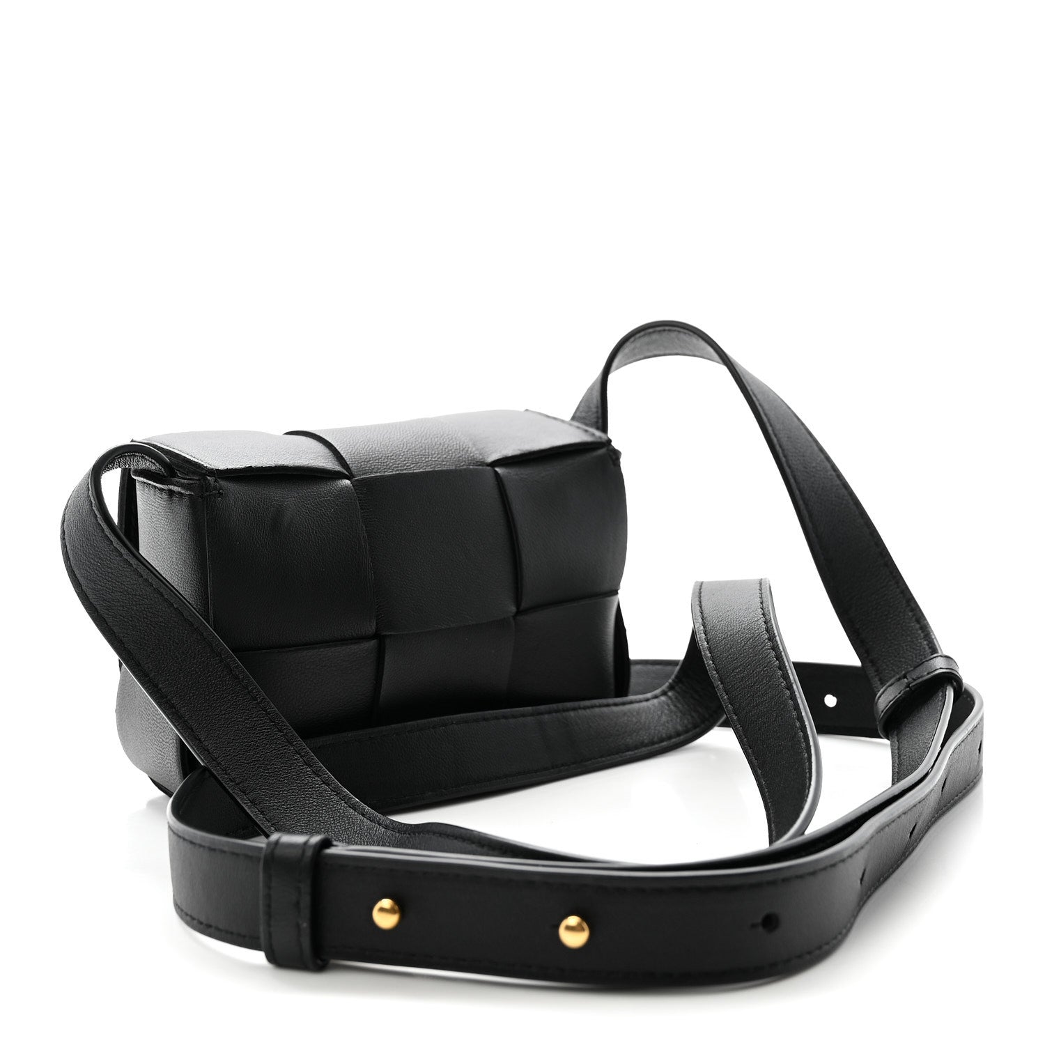 Lambskin Maxi Intrecciato Extra Mini Cassette Crossbody Bag Black