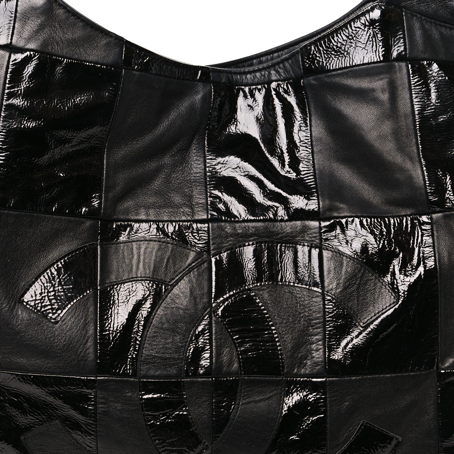 Patent Patchwork Large Brooklyn Tote Black