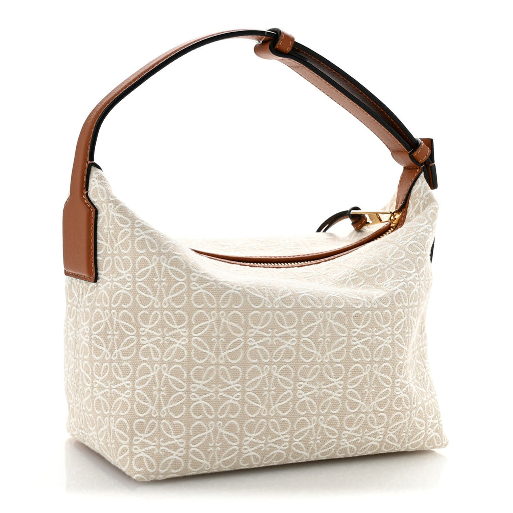 Jacquard Anagram Calfskin Small Cubi Bag Ecru Tan
