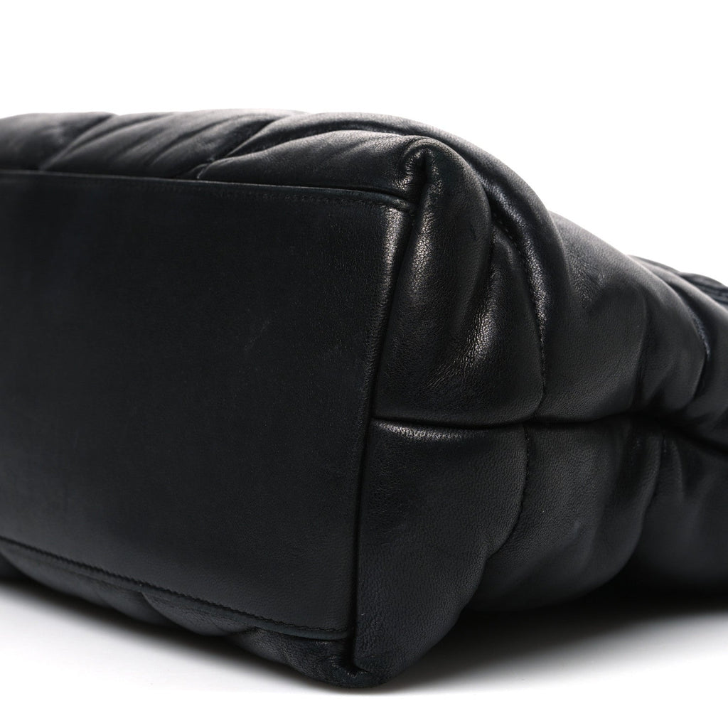 Lambskin Quilted Medium Loulou Puffer Monogram Chain Satchel Black