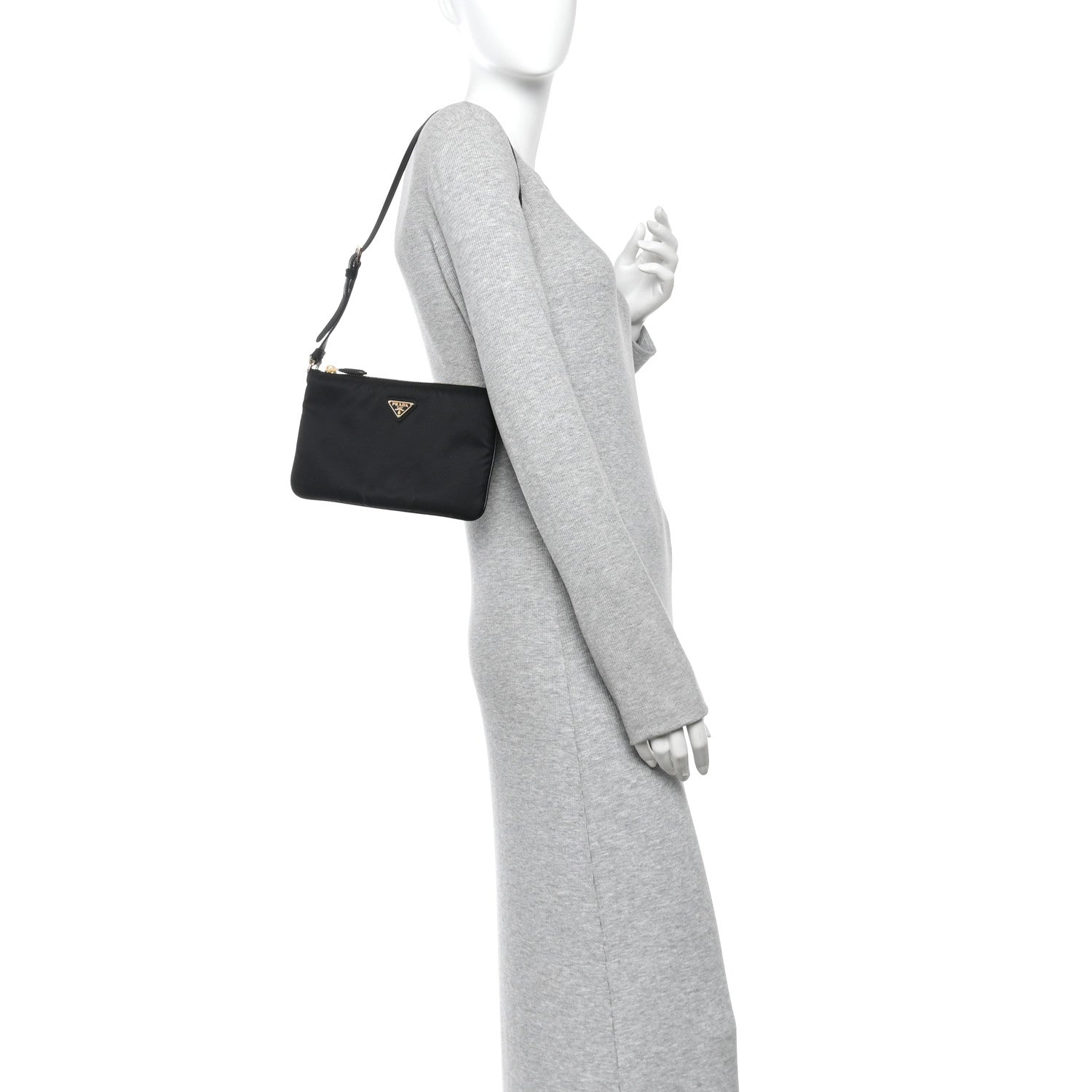 Re-Nylon Saffiano Raso Shoulder Bag Black