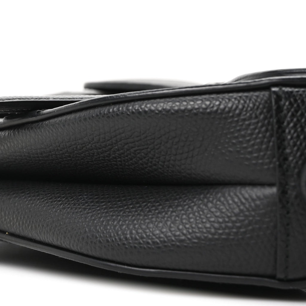 Grained Calfskin Mini Saddle Bag Black