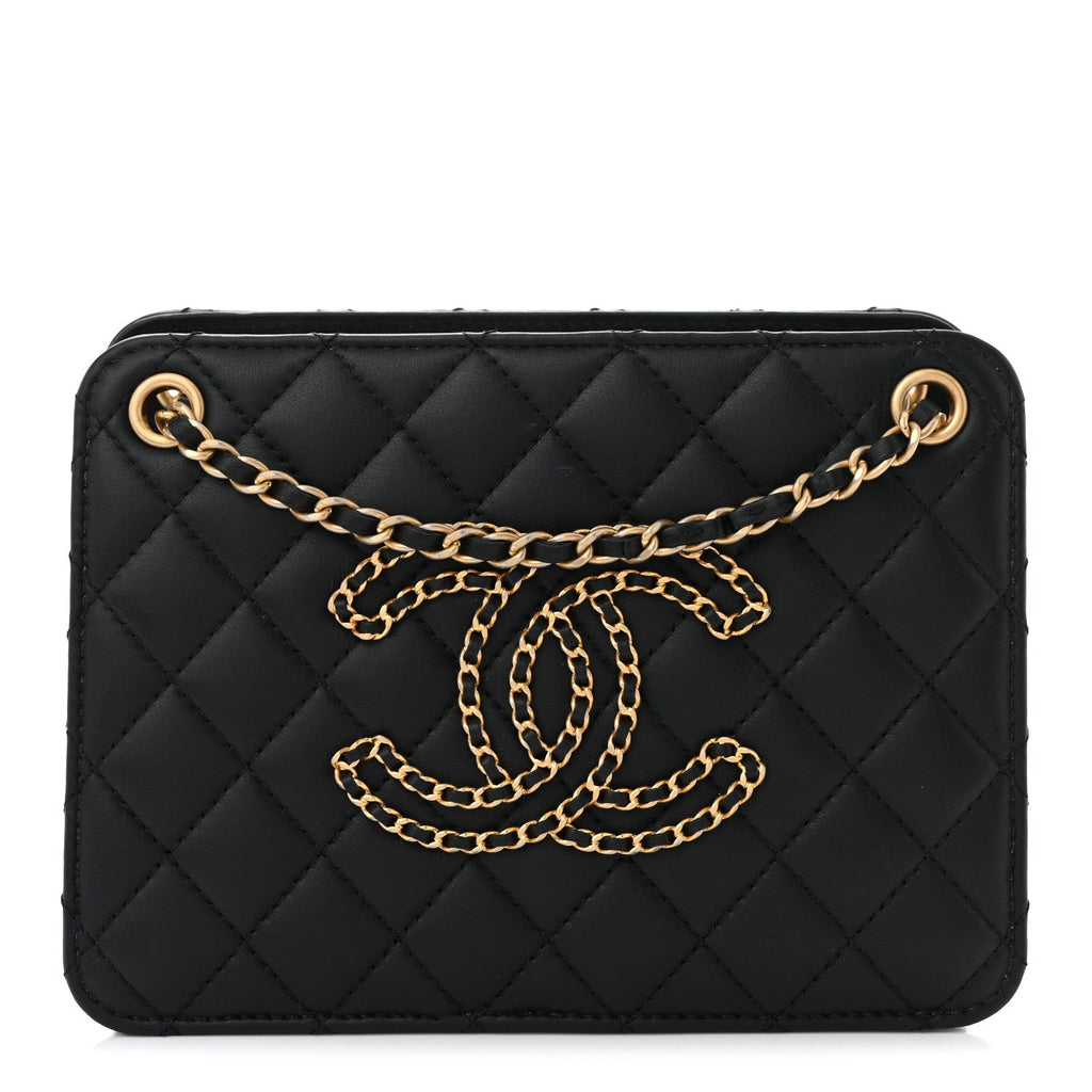 Calfskin Quilted CC Small Once Upon A Time Tote Black