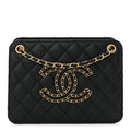 Calfskin Quilted CC Small Once Upon A Time Tote Black