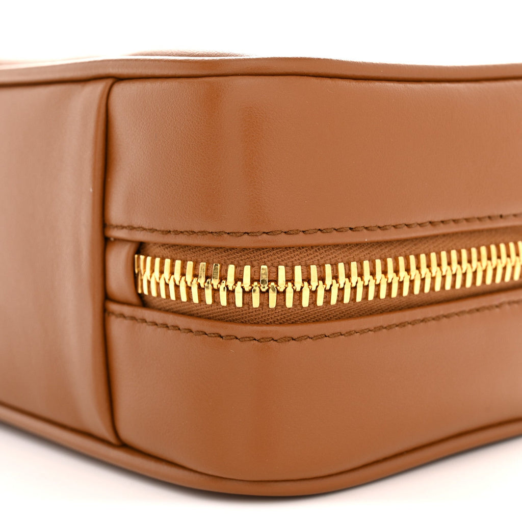 Calfskin Softy Small Beau Contrast Top Handle Bag Cognac
