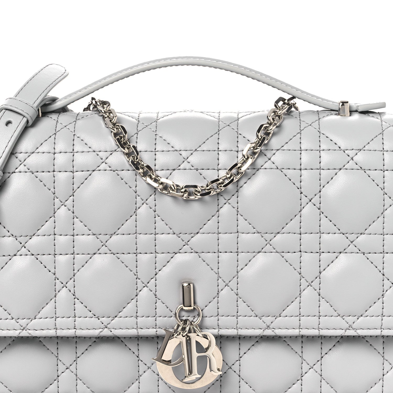 Lambskin Cannage My Dior Top Handle Bag Cloud Blue