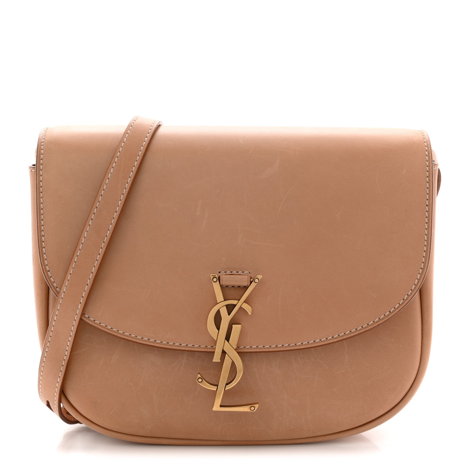 Smooth Vintage Calfskin Monogram Medium Kaia Satchel Gold