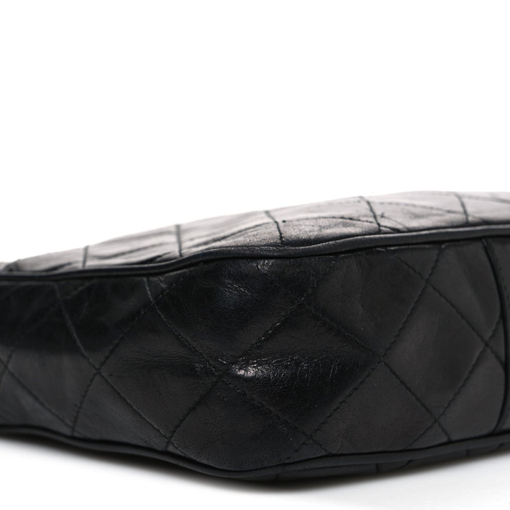 Lambskin Quilted CC Tassel Camera Case Black