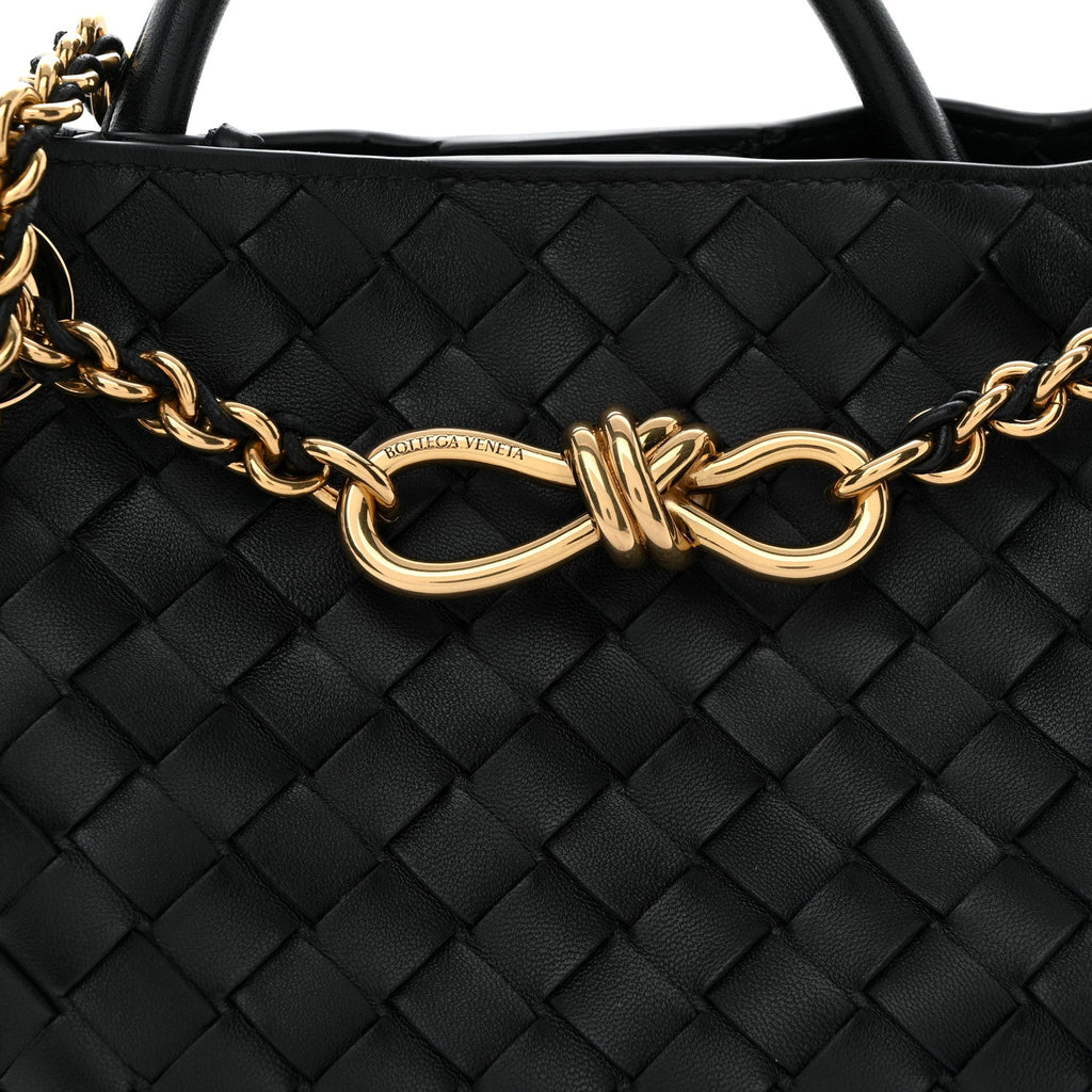 Nappa Intrecciato Small Andiamo With Chain Shoulder Bag Black