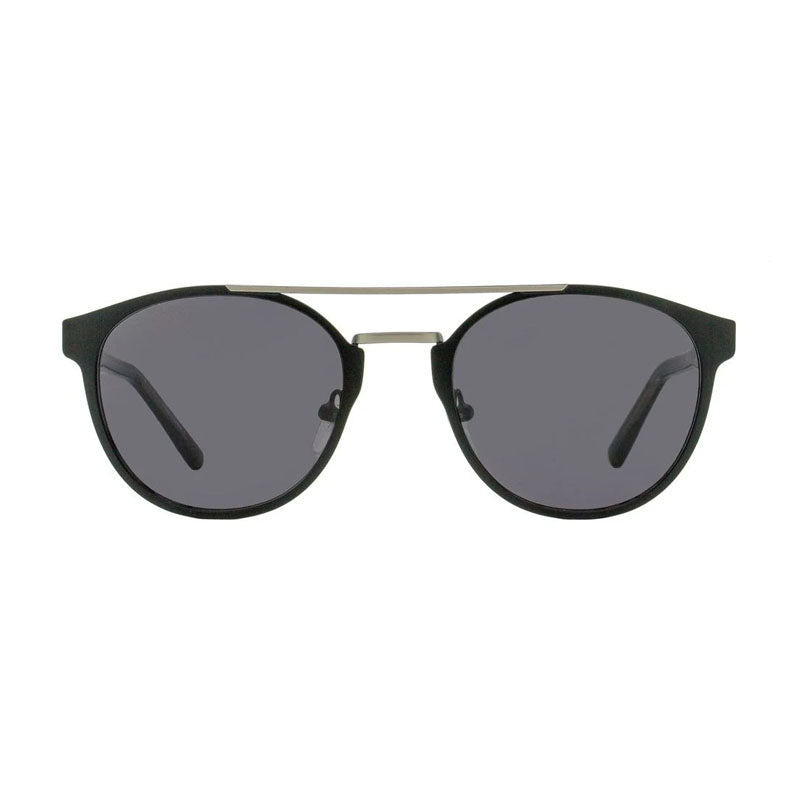 Lacoste Sunglasses Oval Full Rim, Black Frame and Solid Grey Lens L263S002