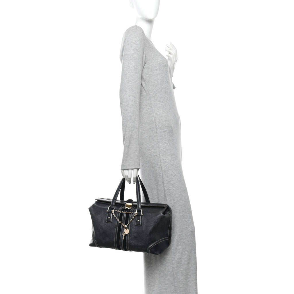 Guccissima Large Treasure Boston Navy