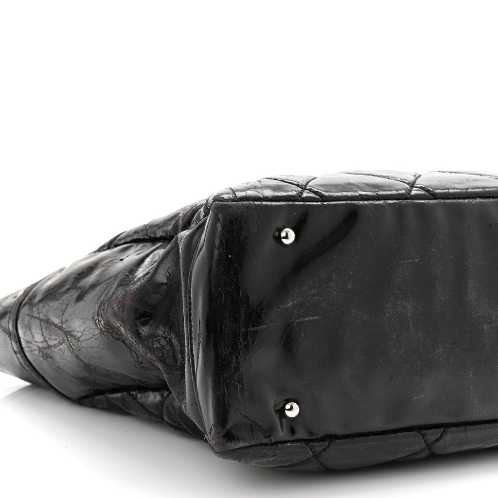 Vinyl Quilted Large Paris Biarritz Tote Black