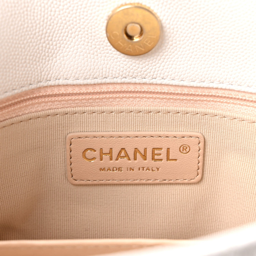 Caviar Quilted Wavy CC Hobo White