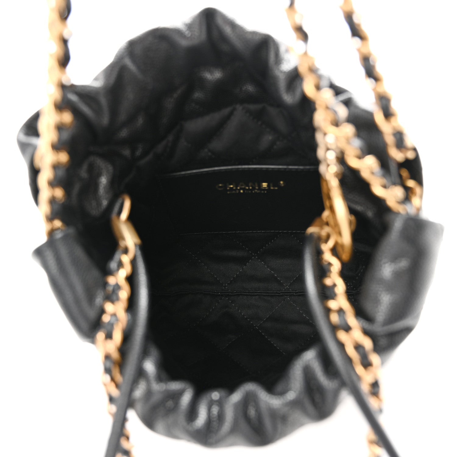 Shiny Caviar Quilted Monochrome Mini Chanel 22 Black
