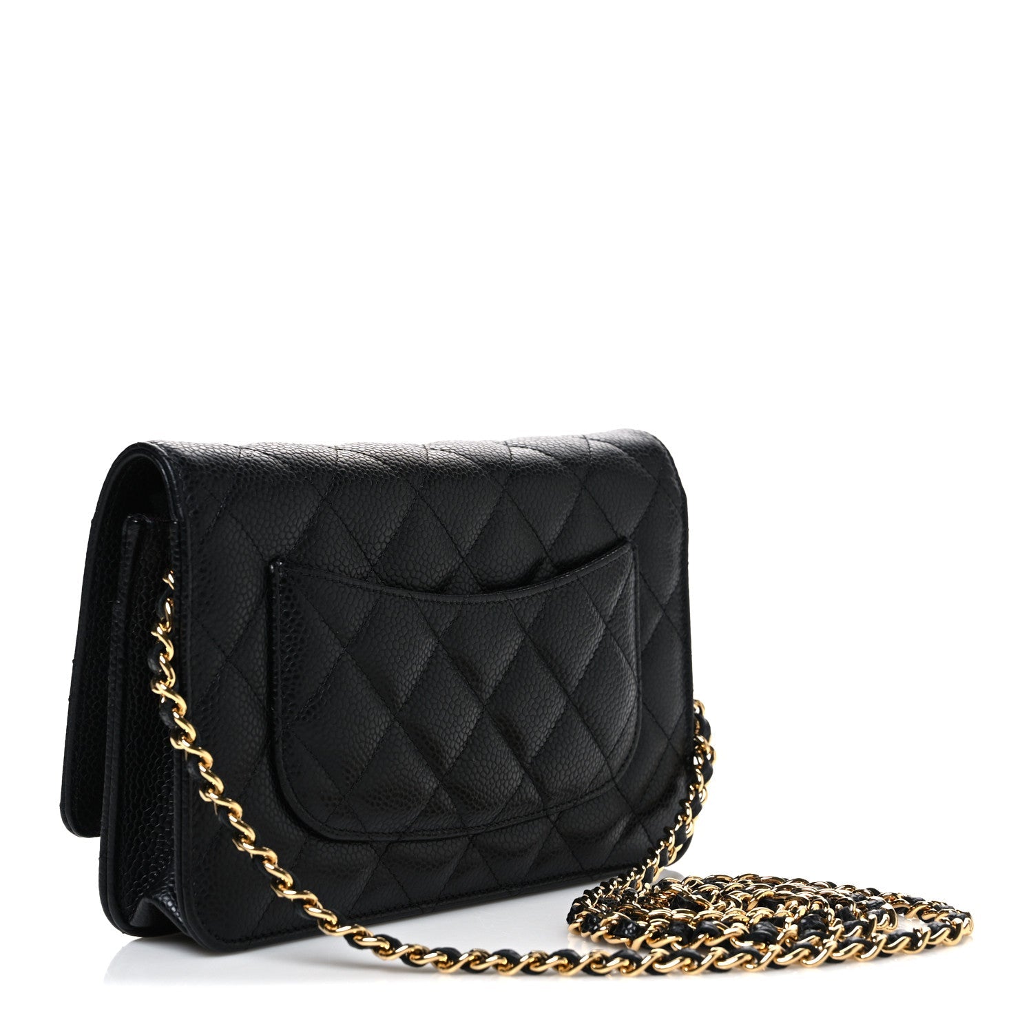 Caviar Quilted Wallet on Chain WOC Black