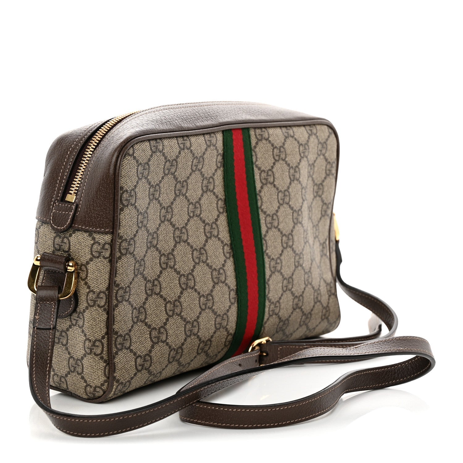 GG Supreme Monogram Web Small Ophidia Shoulder Bag Brown
