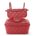 Crumpled Calfskin PVC Quilted Backpack Pink