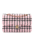 Tweed Quilted Small Double Flap Pink Black