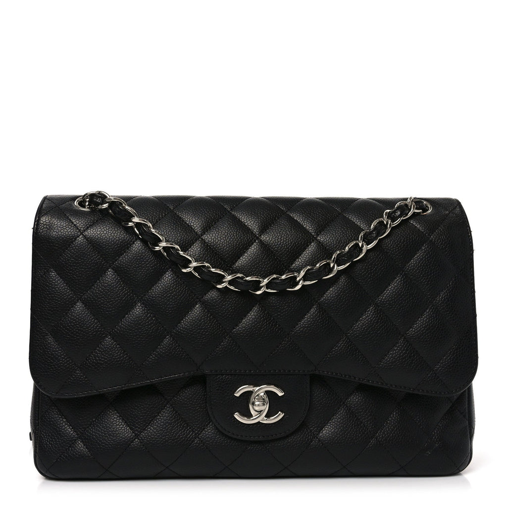 Caviar Quilted Jumbo Double Flap Black