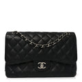 Caviar Quilted Jumbo Double Flap Black