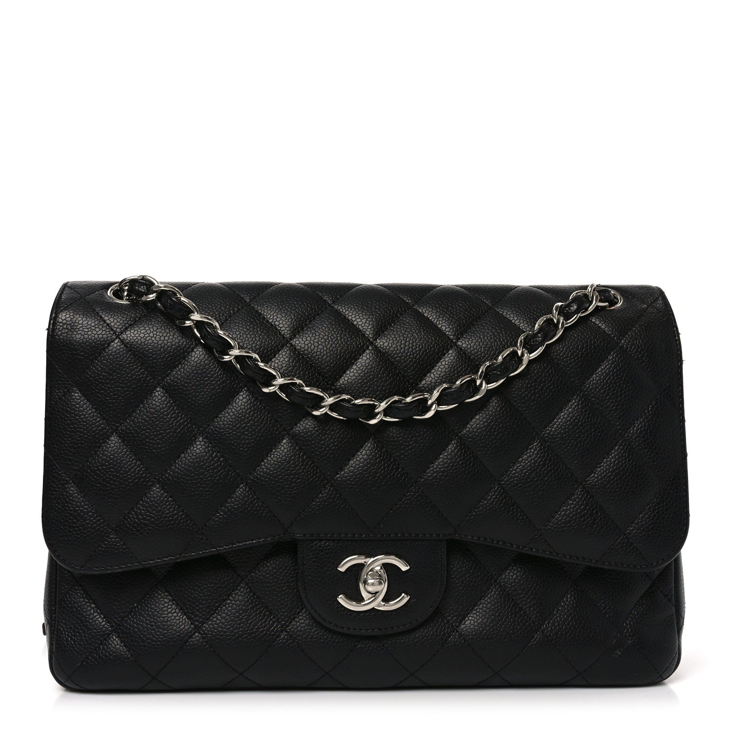 Caviar Quilted Jumbo Double Flap Black