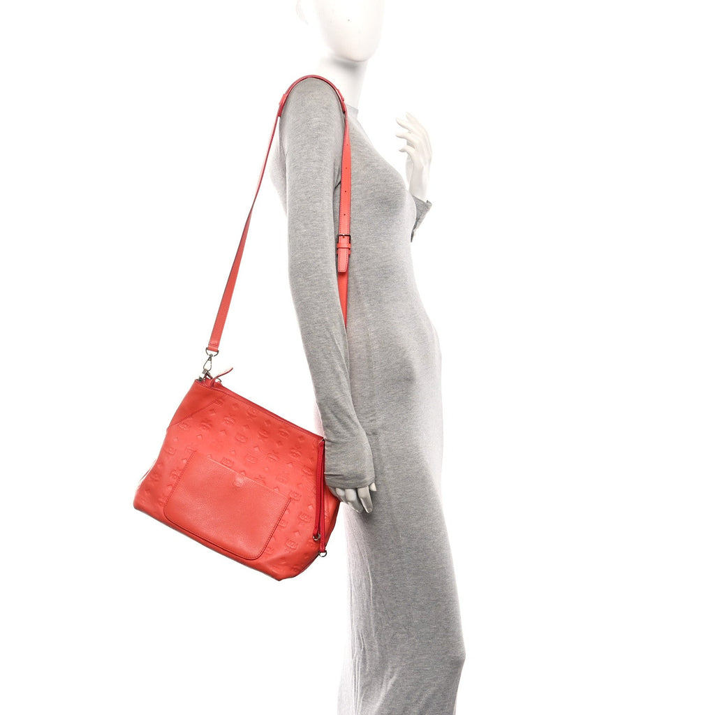 Calfskin Ottomar Monogram Medium Klara Hobo Hot Coral
