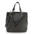 Nappa Intrecciato Drawstring Bucket Bag Grey