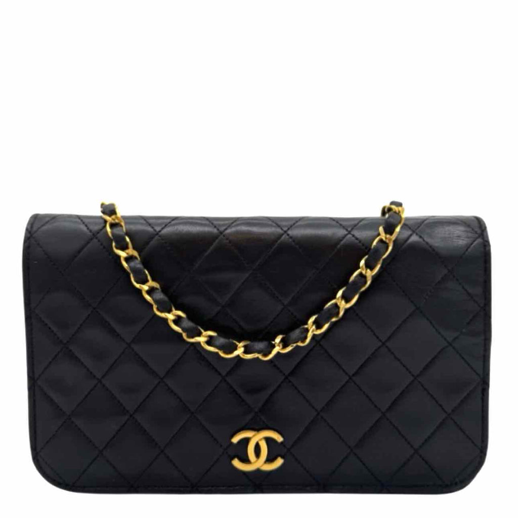 CHANEL Quilted Lambskin Push Lock Small Single Flap Back