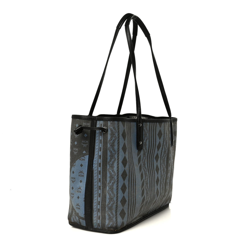 Metallic Visetos Medium Reversible Shopper Tote Silver Black