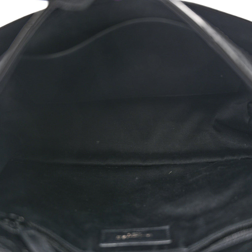 Crinkled Calfskin Matelasse Monogram Medium Niki Chain Satchel Black