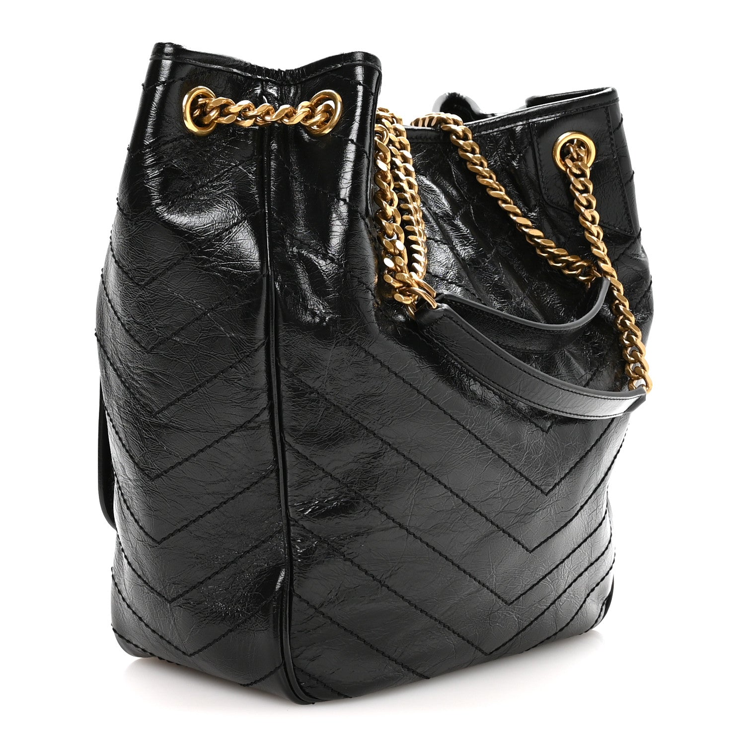 Crinkled Calfskin Matelasse Monogram Niki Multipocket Shopping Tote Black