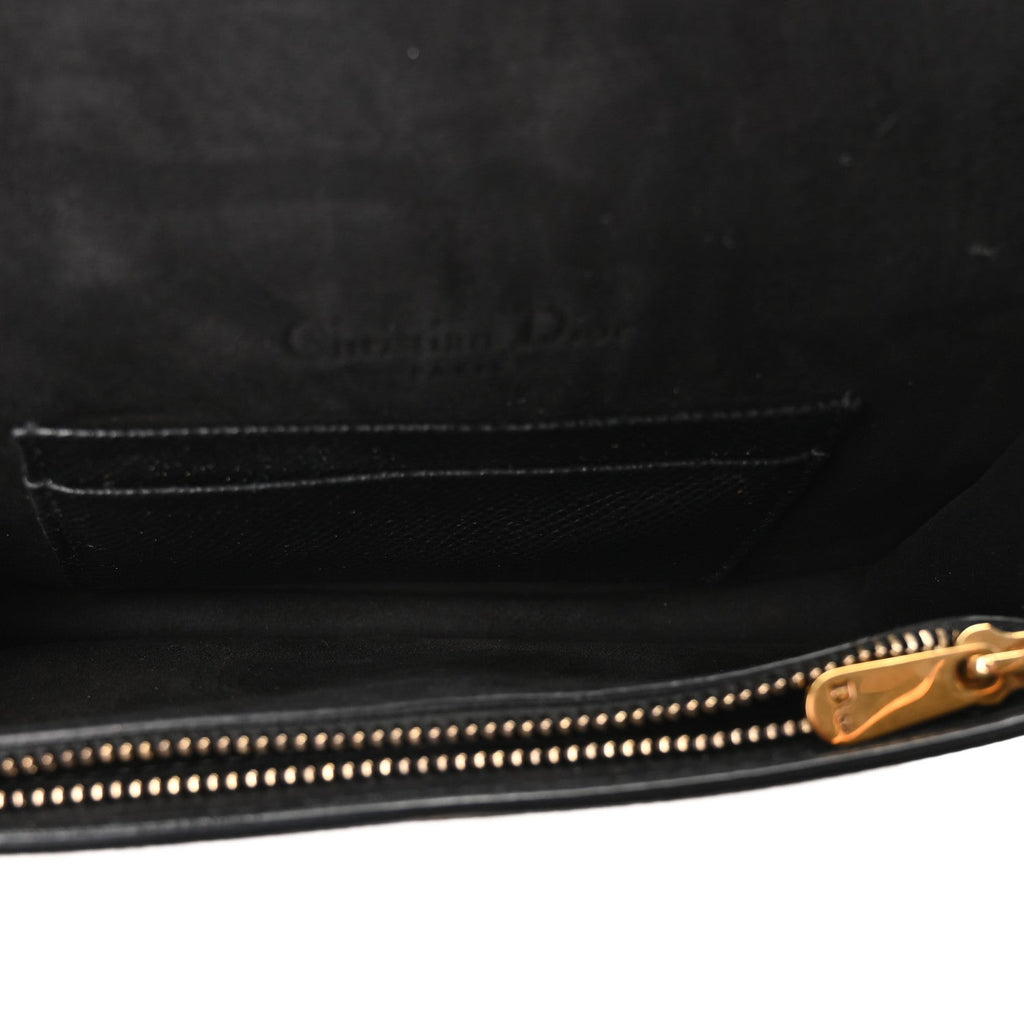 Grained Calfskin Saddle Belt Bag Black