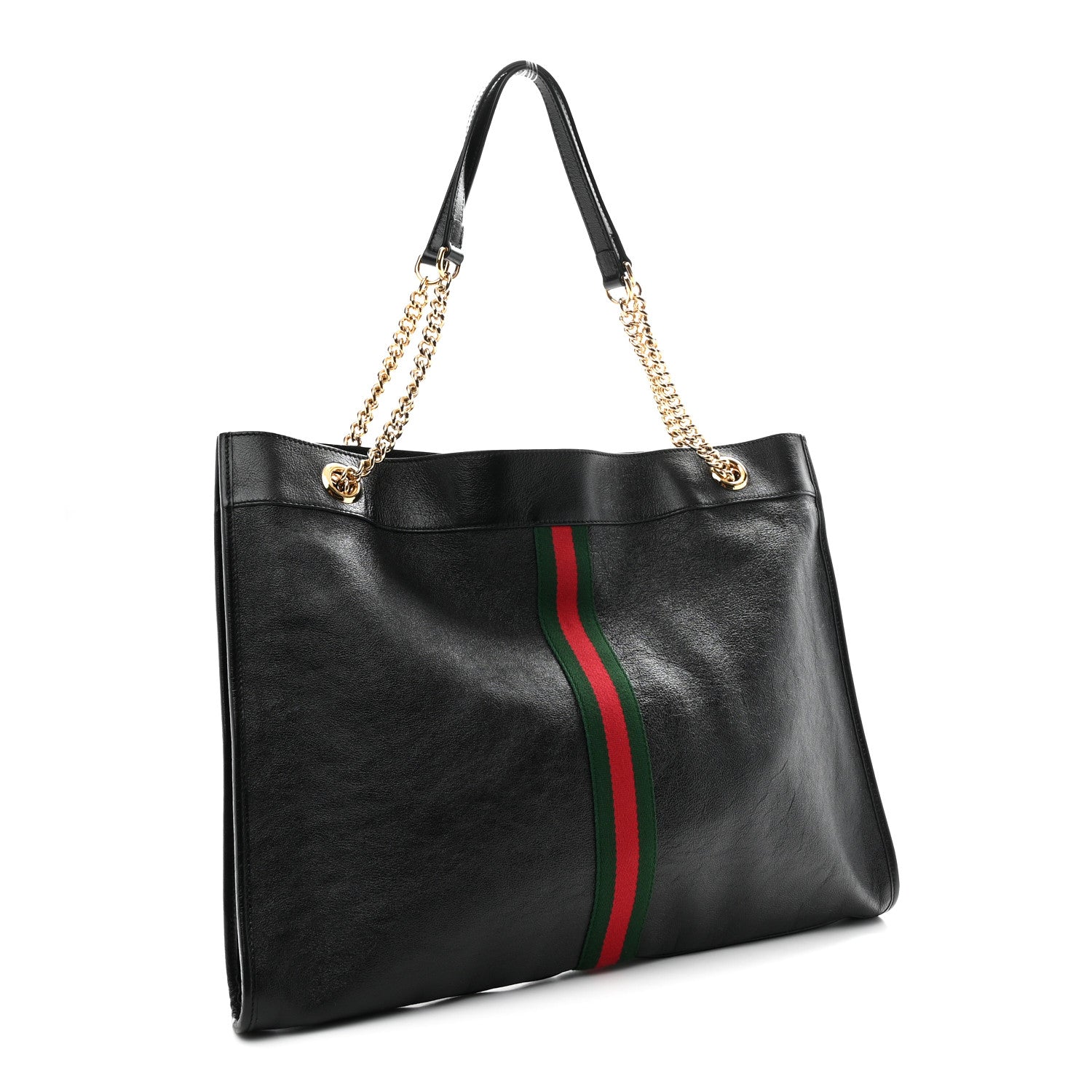Calfskin Large Rajah Chain Tote Black