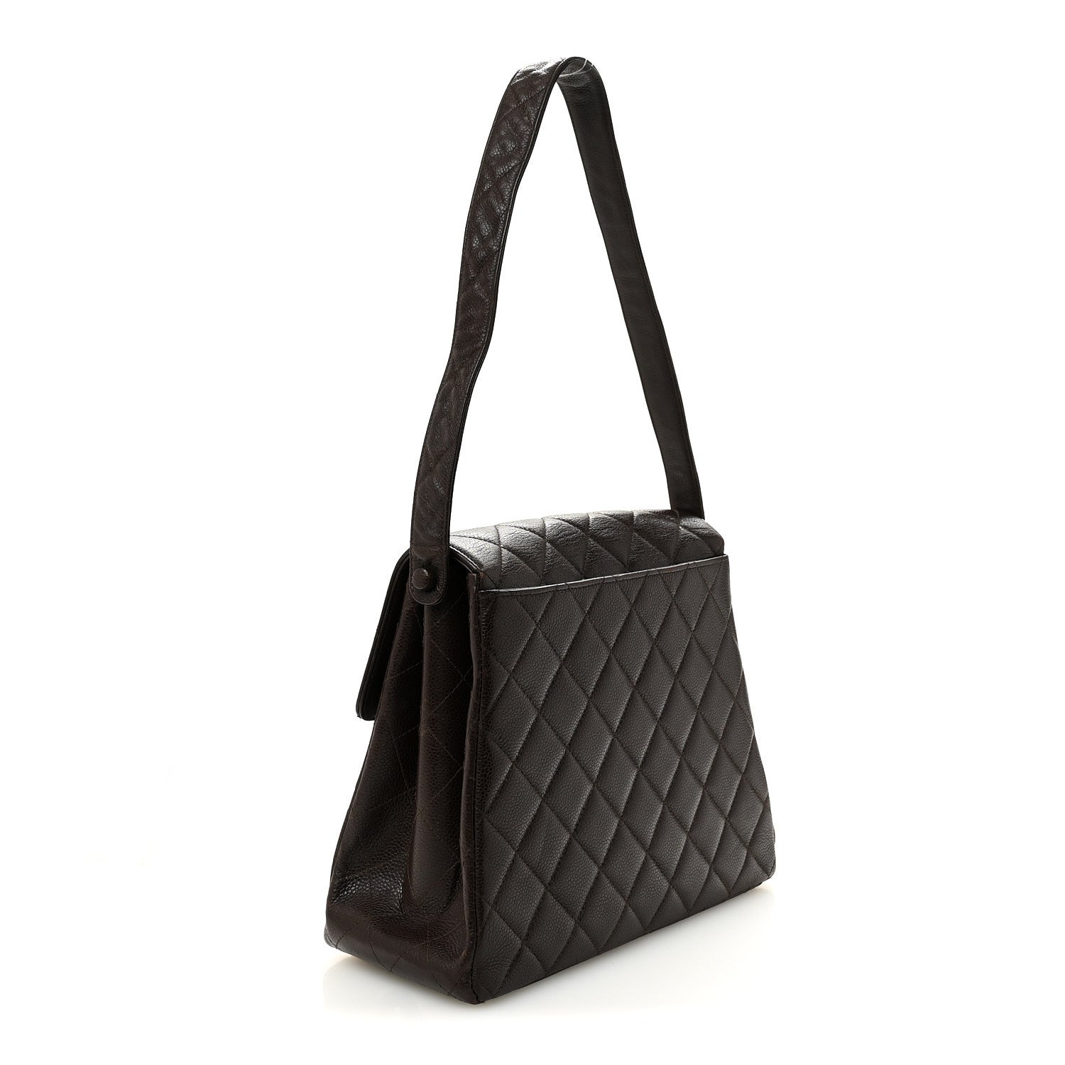 Caviar Quilted Medium Kelly Flap Brown
