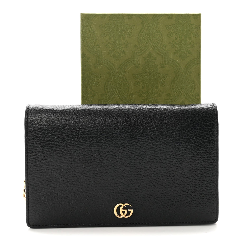 Calfskin Mini GG Marmont Chain Wallet Black