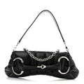 Nappa Vertical Matelasse Medium Maxi Horsebit Chain Shoulder Bag Black