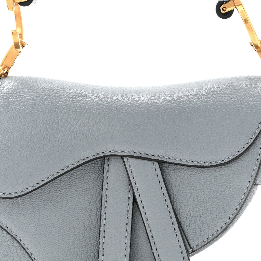 Goatskin Micro Saddle Bag Cloud Blue