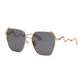 Roberto Cavalli Sunglasses Geometric Full Rim, Shiny Rose Gold Frame and Purple Grey Lens SRC035M0300
