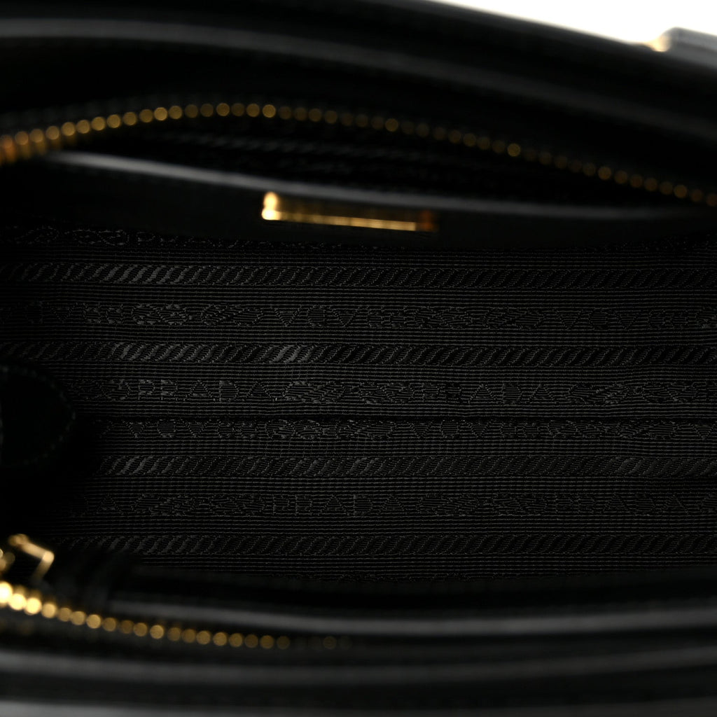 Brushed Calfskin Mini Zippered Crossbody Tote Black
