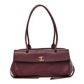 Grained Calfskin Stitched Urban Essentials Small Shopping Bag Burgundy