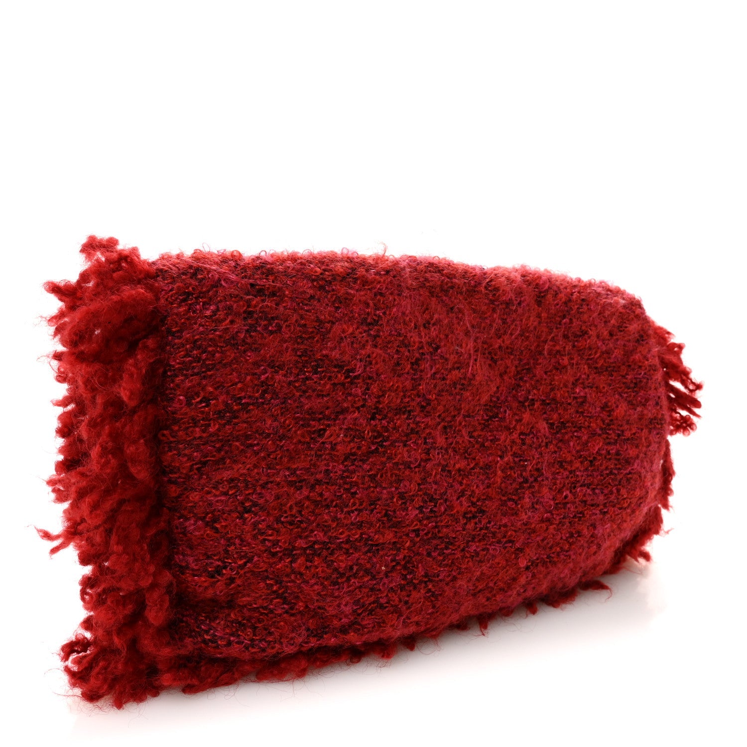 Tweed Quilted Fringe Clutch Red