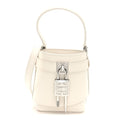 Box Calfskin Micro Shark Lock Bucket Bag White