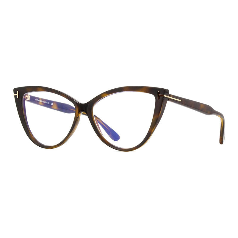 Tom Ford Eyeglasses Cat Eye Full Rim, Black Frame and Clear Blue Light Block Lens FT5843-B005