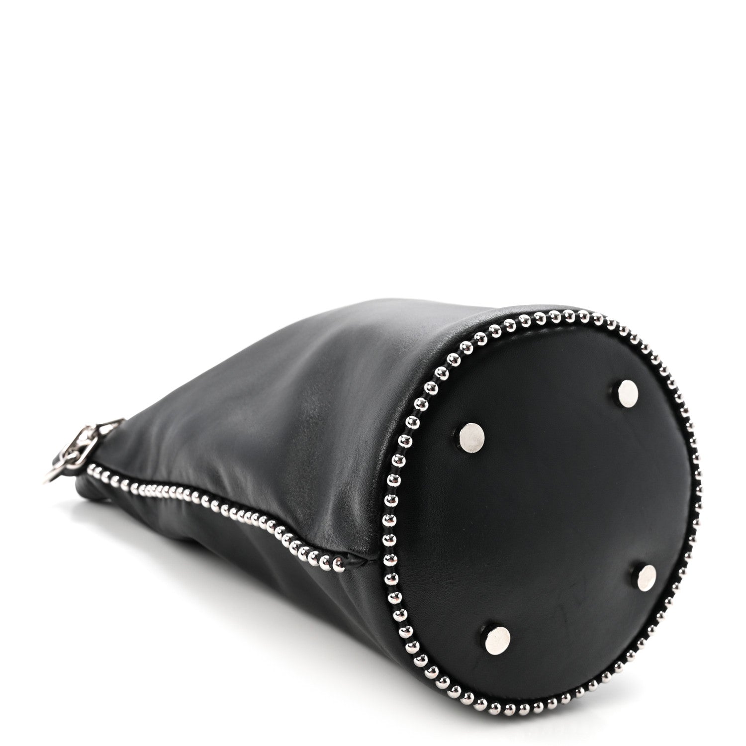 Lambskin Attica Chain Dry Sack Bucket Bag Black