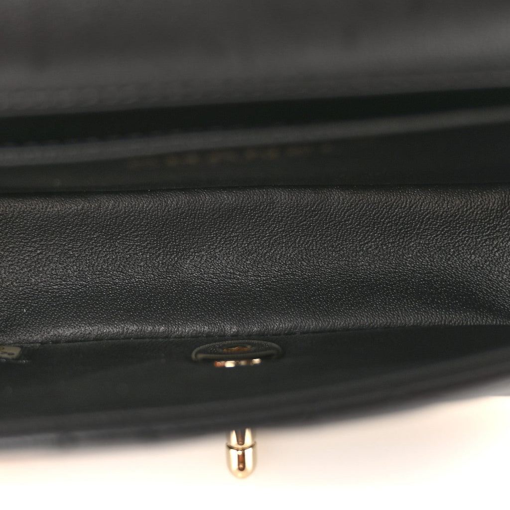 Lambskin Quilted Extra Mini V For Victory Flap Black
