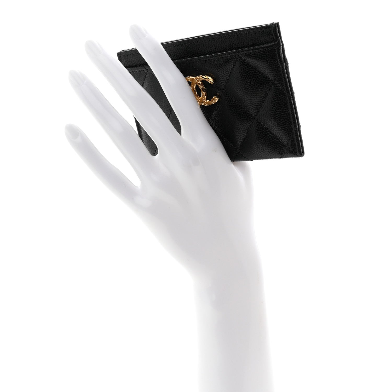 Caviar Quilted CC Card Holder Black