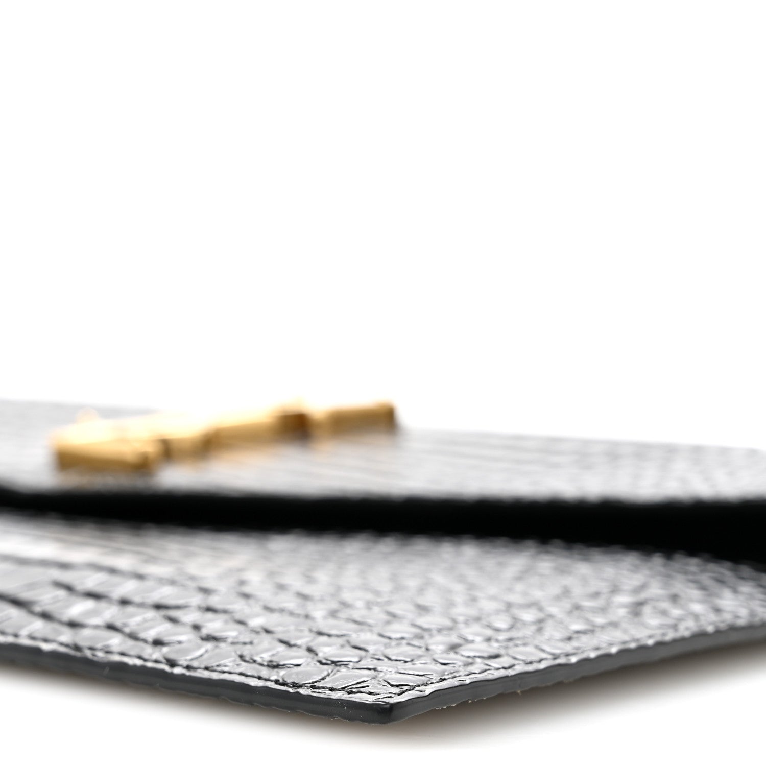 Calfskin Crocodile Embossed Uptown Monogram Clutch Black