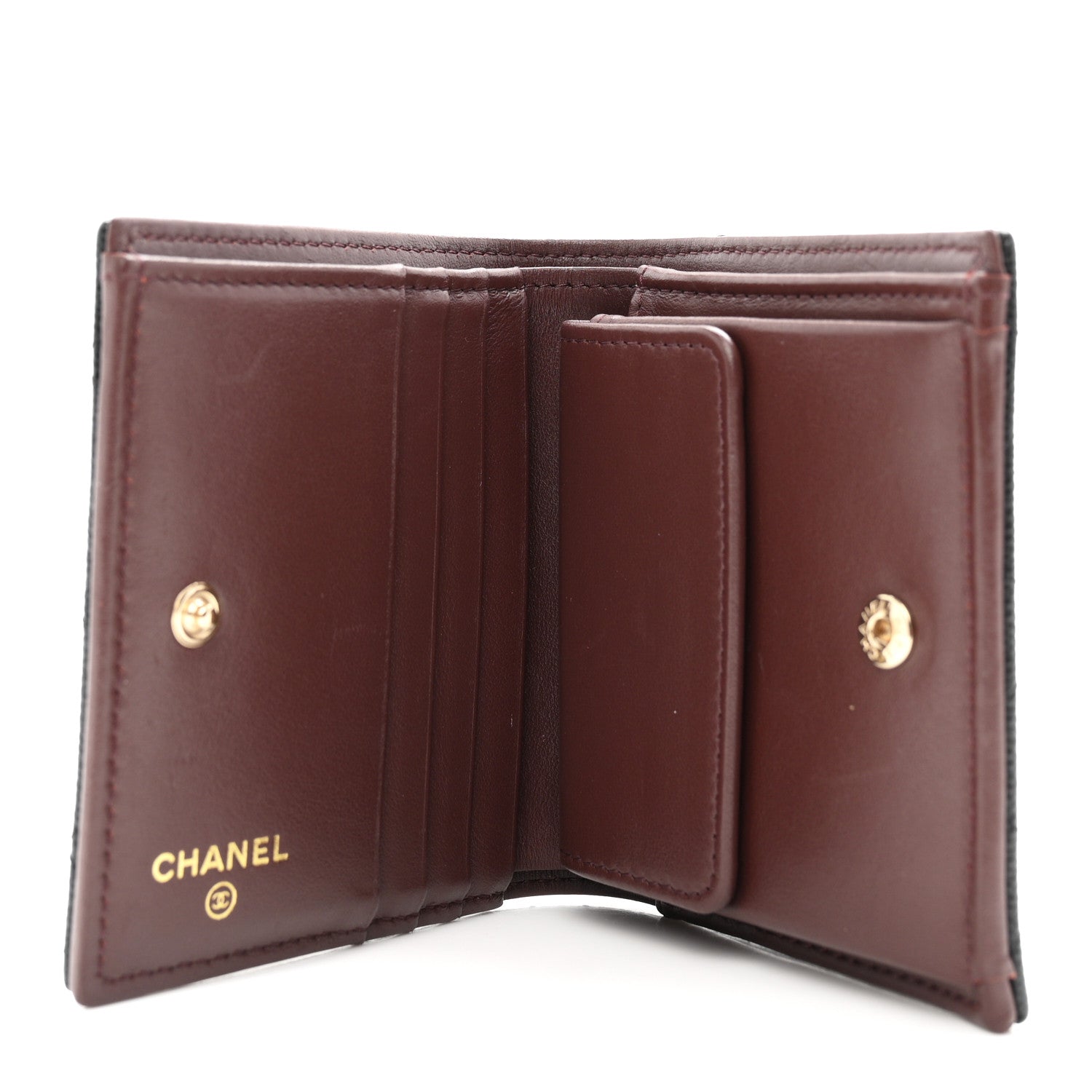 Caviar Quilted Compact Bifold Wallet Black