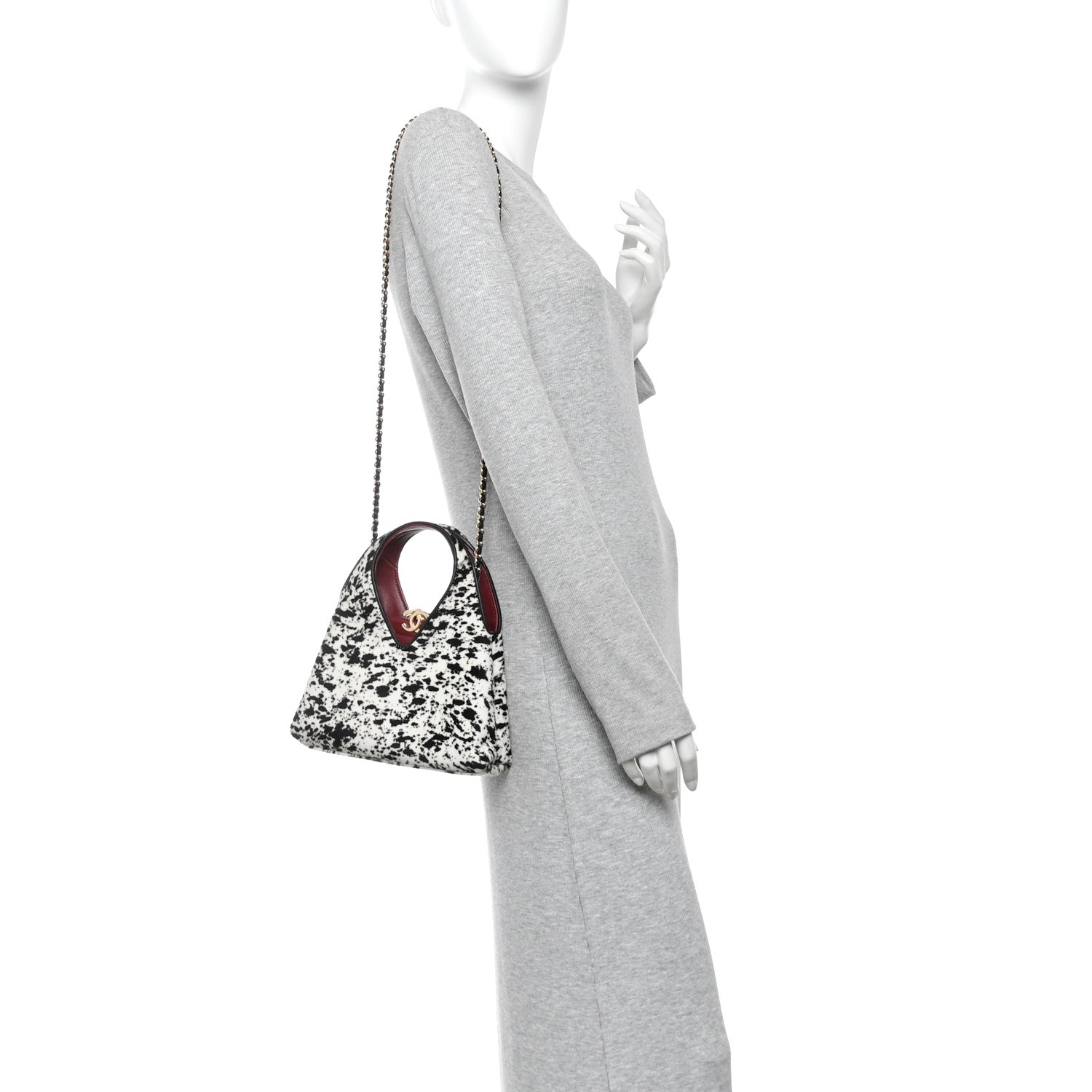Pony Hair Printed Chic Lady Small Shopping Tote White Black